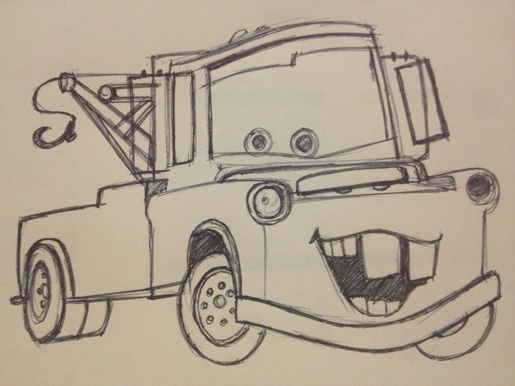 a drawing of a cartoon character from cars