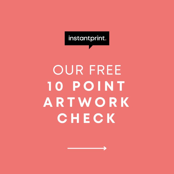 the words, our free 10 point artwork check are in white on a pink background