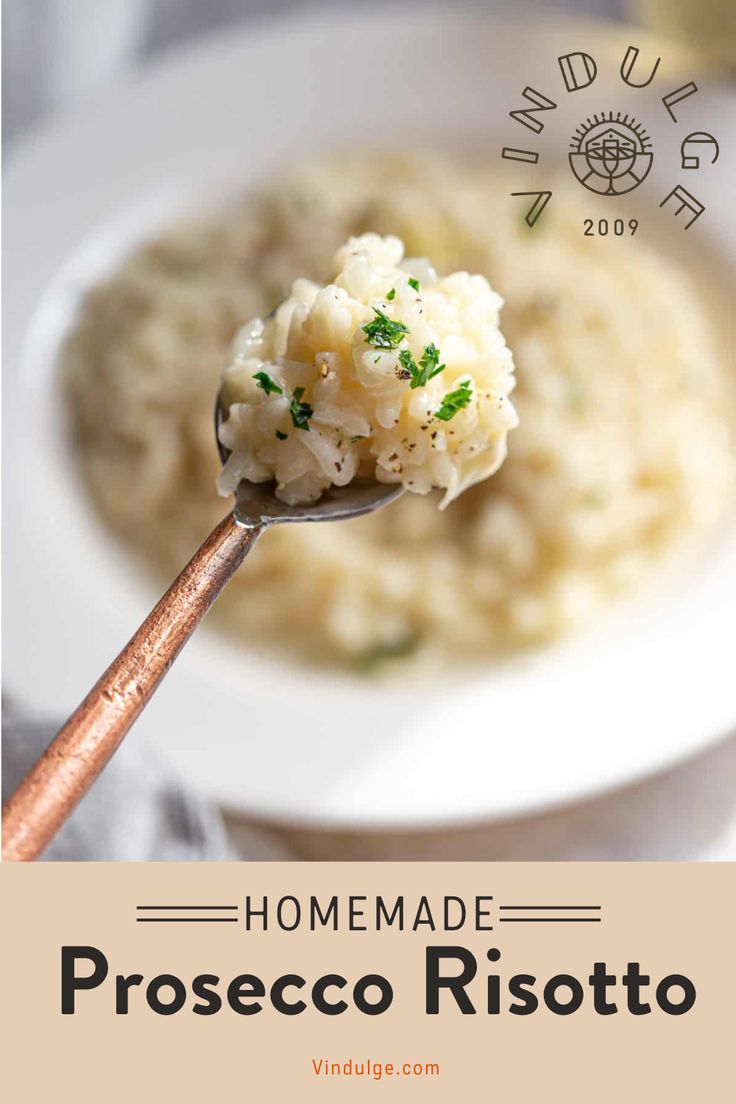 a white plate topped with risotto and broccoli covered in gravy