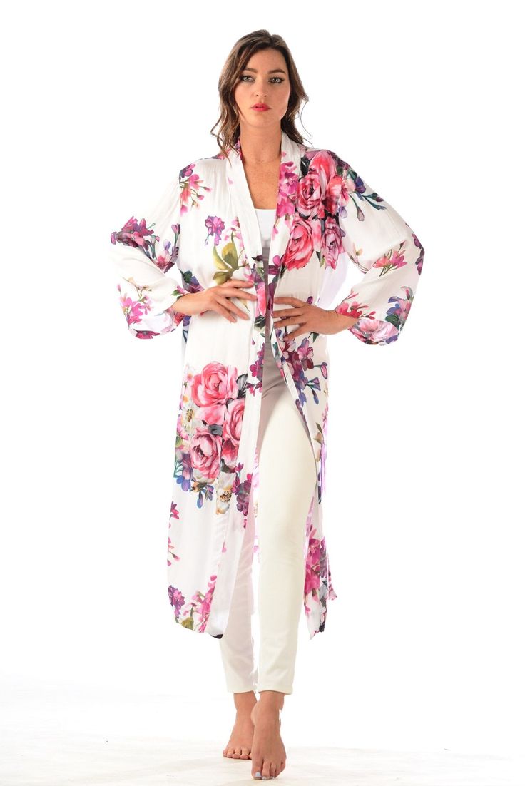 This soft, lightweight kimono in organic rayon is perfect for travel. It can complete any outfit with a chic, bohemian polish. This kimono can be styled in an infinite number of ways--wear it open or tied, over a top, dress, or bikini. Model is 5'7" wearing size XS/S Limited-edition organic rayon - uniquely silky feel Comes with belt tie Chic Bohemian, Belt Tie, Belt Tying, Top Dress, Kyoto, Limited Edition, Floral, Travel, How To Wear