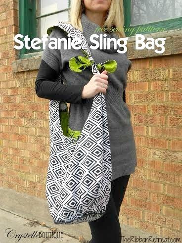 a woman is holding a large bag with flowers on it and the words stephanie sling bag