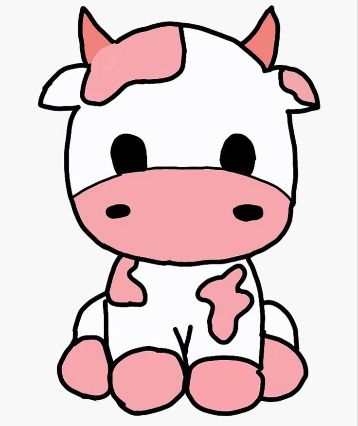 a cartoon cow sitting on the ground