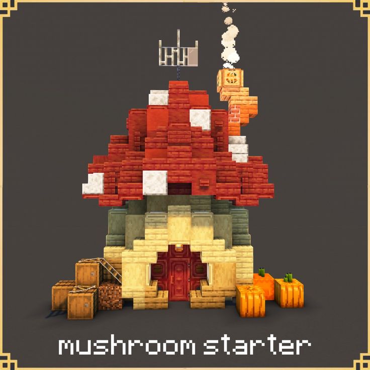 the mushroom house is surrounded by pumpkins and other items in this pixel art video game