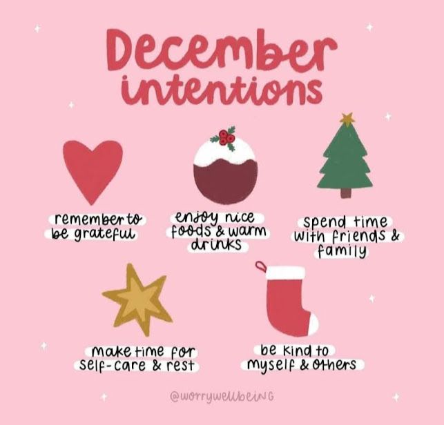 a christmas poster with the words december intentionss and other things to do on it