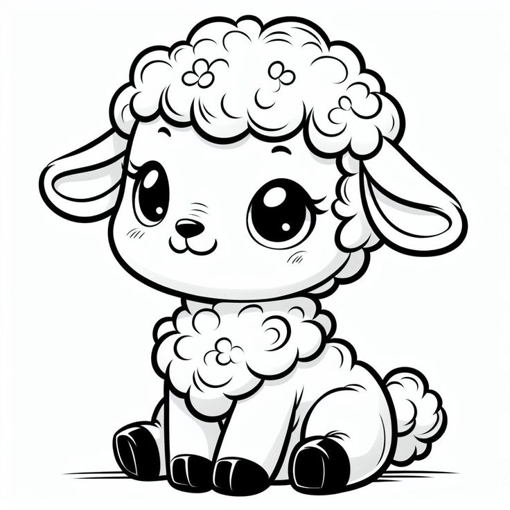 a cartoon sheep sitting on the ground