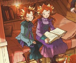 two children are sitting on a bed reading books