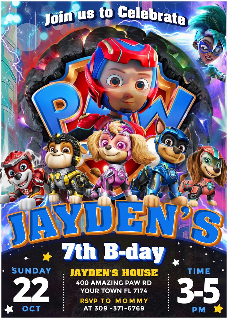 the paw patrol birthday party poster