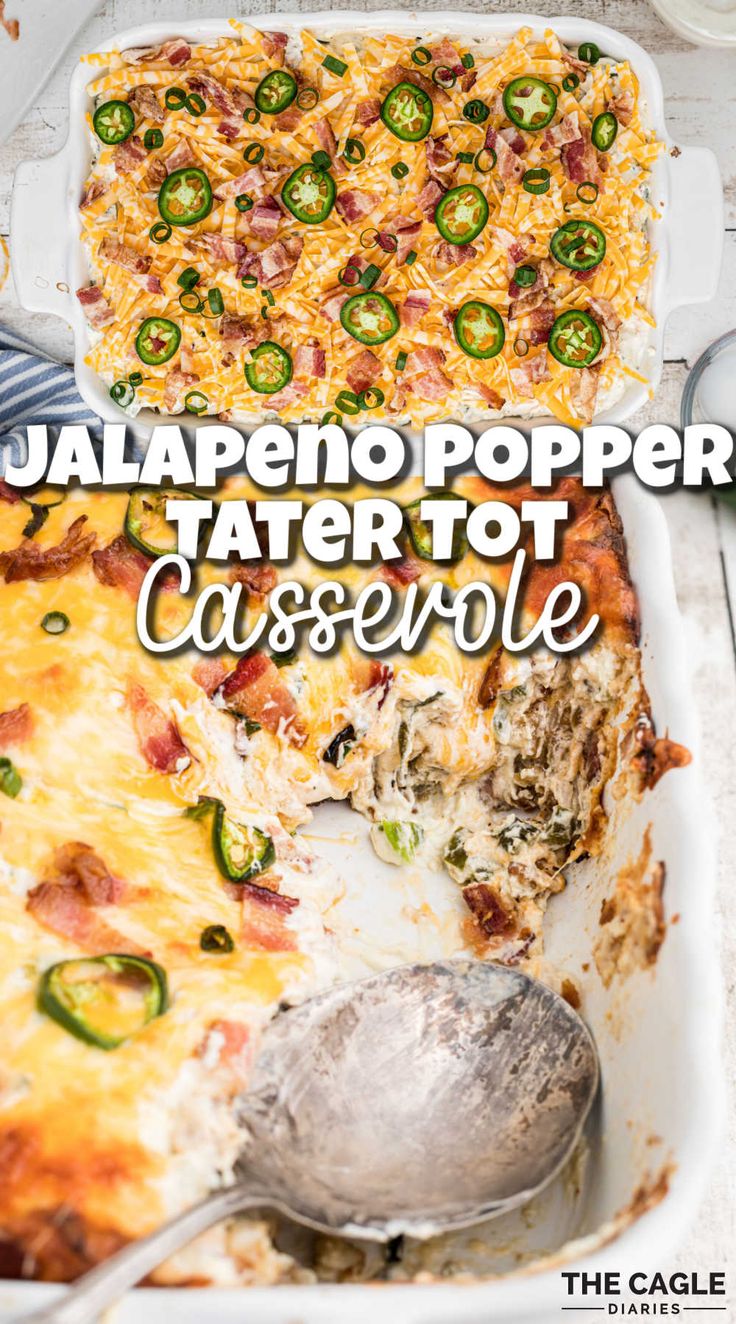 Jalepeno Popper Casserole Tater Tots, Jalapeño Popper Tater Tot Casserole, Buffalo Chicken Jalapeno Popper Casserole, Tater Tot Jalapeno Poppers, Superbowl Casserole, Jalapeno Casserole Recipe, Jalapeno Popper Casserole Recipe, Jalapeno Popper Casserole, Tot Recipes