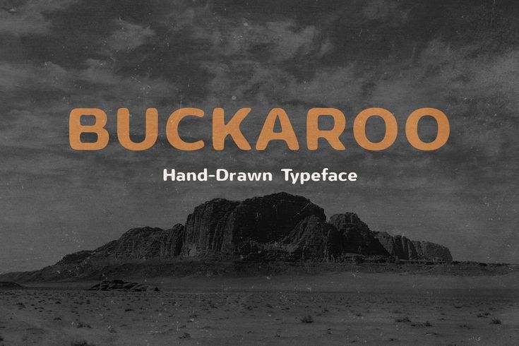 a black and white photo with the words bukkaroo in orange on it