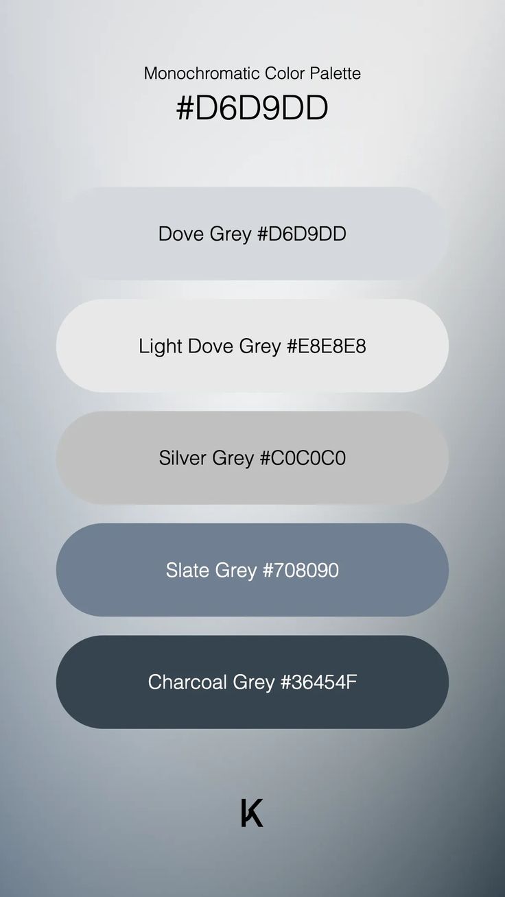 Monochromatic Color Palette Dove Grey #D6D9DD · Light Dove Grey #E8E8E8 · Silver Grey #C0C0C0 · Slate Grey #708090 · Charcoal Grey #36454F Gray And Blue Aesthetic, Color Scheme Blue, Calm Color Palette, Monochromatic Color Palette, Hex Color Palette, Blue Color Schemes, Hex Colors, Blue White And Black, Dove Grey