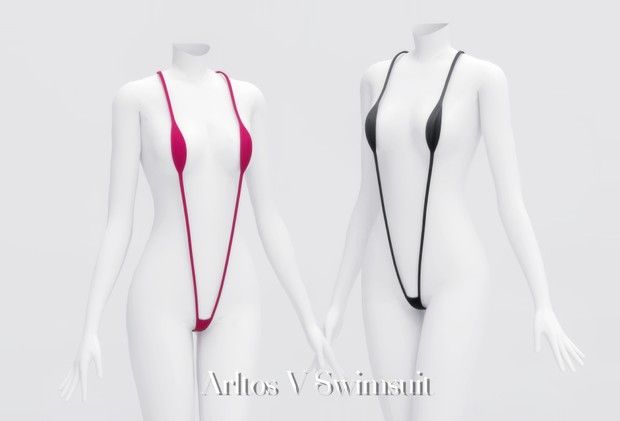 two white mannequins with red and black straps