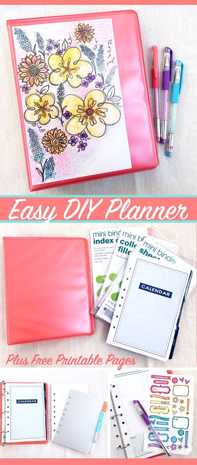 an easy diy planner with flowers and pens