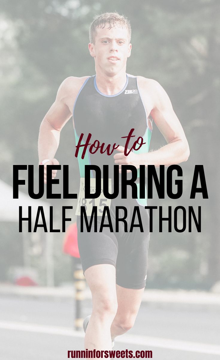 a man running with the words how to fuel during a half marathon