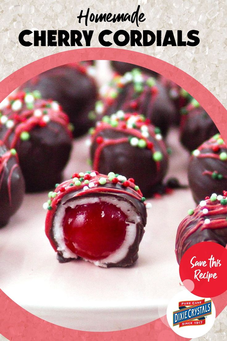 homemade cherry cordials on a white plate