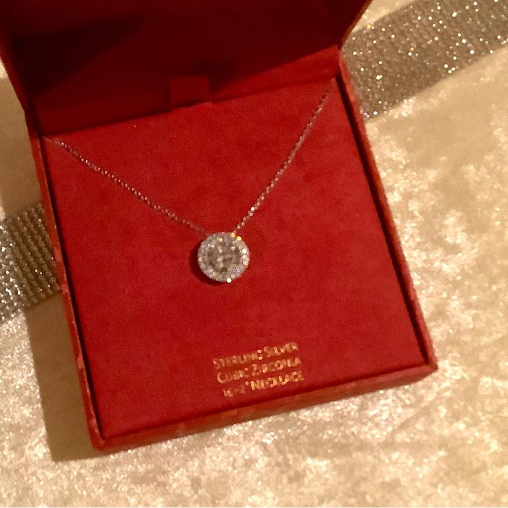 Fine Jewelry Sterling Silver Necklace With Beautiful Cubic Zirconia. Super Sparkle Brilliance . Beautiful Gift Comes In Red Gift Box Pink Stone Necklace, Red Gift Box, Gold Topaz, Boho Crystal, Artisan Necklace, Rhinestone Cross, Jewelry Beautiful, Star Pendant Necklace, Gold Cross Pendant