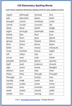 an english spelling worksheet with words and pictures on the page, which are also in