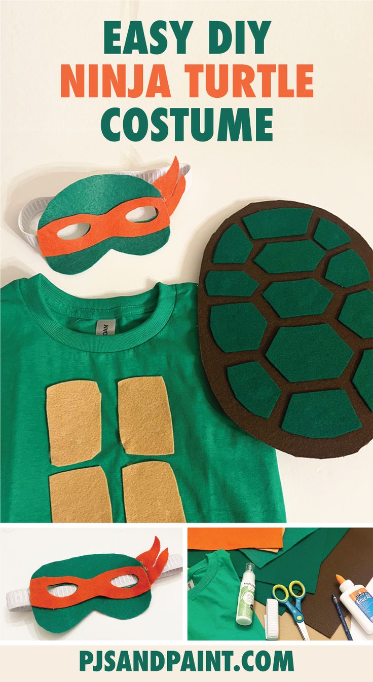 an easy diy ninja turtle costume for kids to make with felt and construction paper