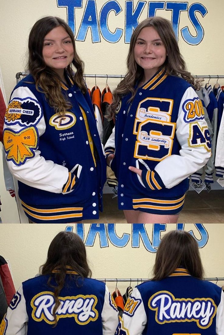 Varsity Jacket High School, High School Letterman Jacket, Letterman Jacket Ideas, Letterman Jacket Outfit, Cheer Jackets, High School Athlete, Custom Letterman Jacket, Senior Jackets, High School Cheer