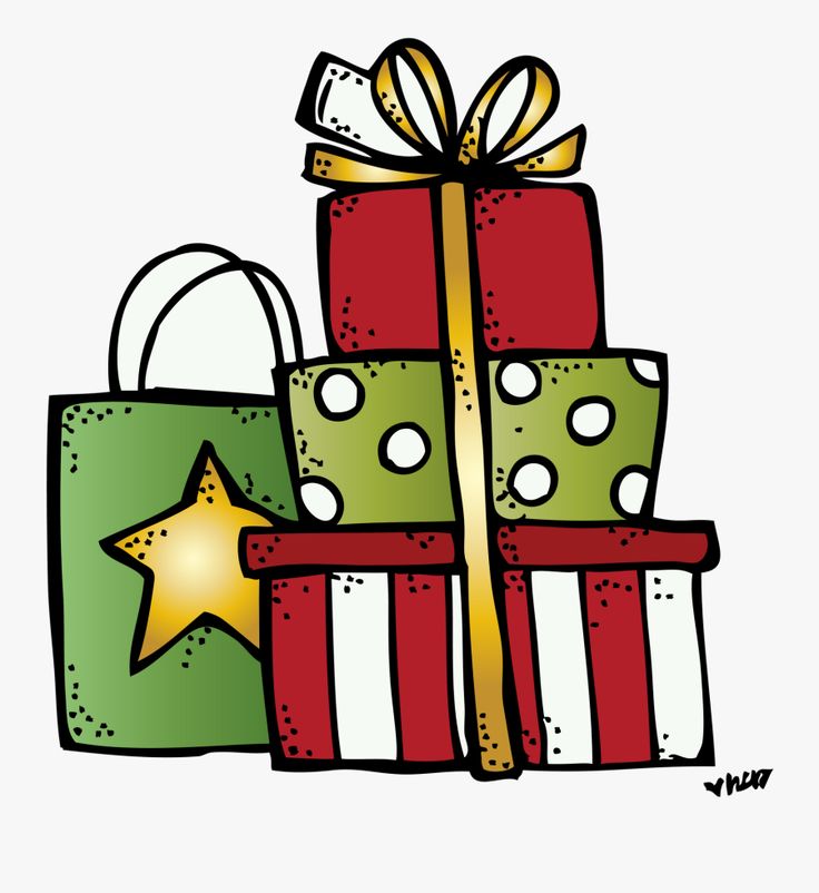 a drawing of two wrapped presents with a star on the top and one in the middle