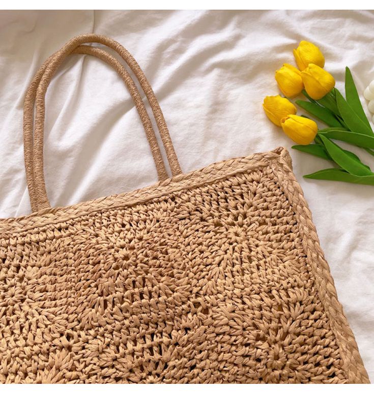 Chic large straw woven tote bag perfect for all occasions.Size approximately 44cm wide x 35cm tall (17in x 14in) Designer Style ID: 8296 Large Straw Woven Tote Bag, Summer Bag, Everyday Shoulder Bag, Beach Bag Elegant Summer Woven Crochet Bag, Summer Rattan Beach Bag For Shopping, Elegant Summer Crochet Woven Bag, Elegant Summer Crochet Bag, Spring Rattan Beach Bag, Rectangular Straw Bag For Spring, Elegant Spring Beach Bag In Natural Color, Elegant Large Capacity Square Straw Bag, Elegant Spring Crochet Tote Bag