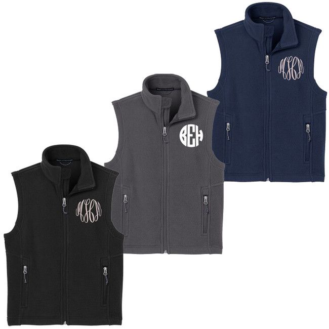 Shop Born To Be Sassy for everything monogrammed including this preppy monogrammed fleece vest for girls or boys! Vest For Girls, Bungee Cord, Fleece Vest, A Monogram, Zipper Pulls, Front Zipper, Zipper Pocket, Little One, Layering