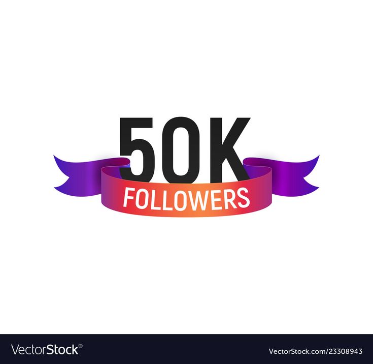 the 50k followers logo with ribbon