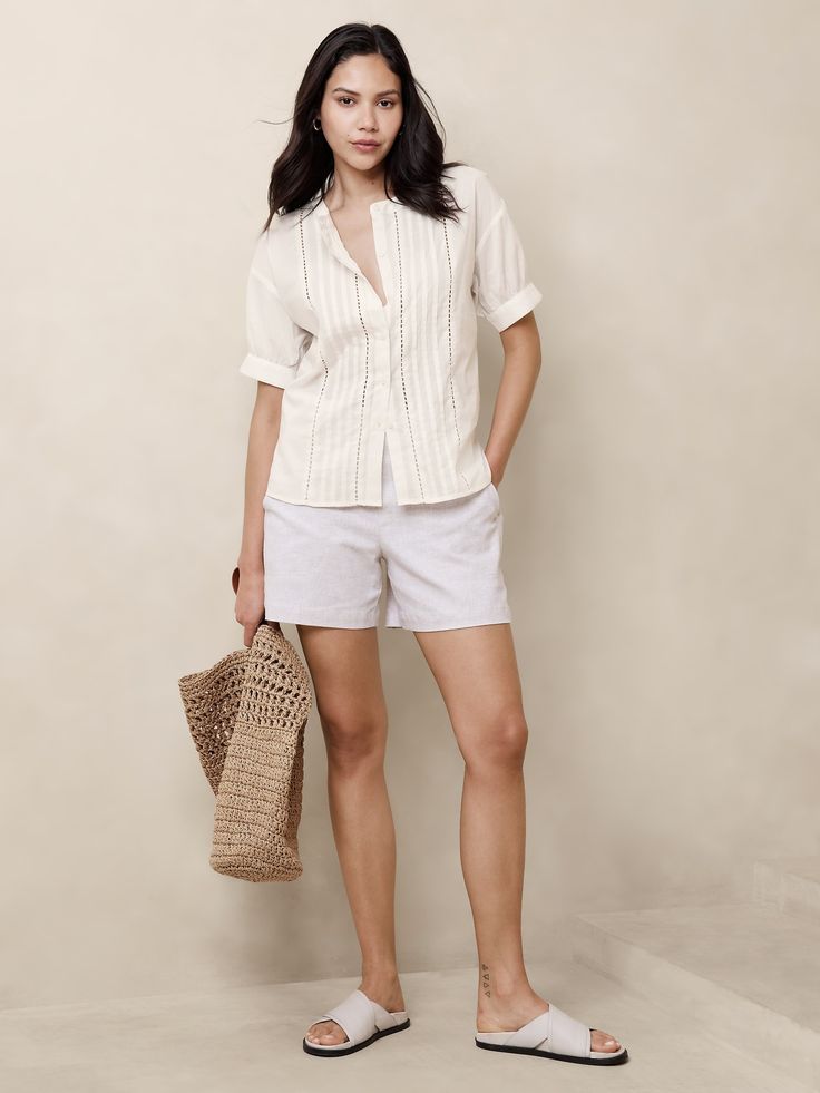 PLEATED VOILE BLOUSE Casual Pintuck Blouse For Summer, Casual Summer Blouse With Pintucks, Casual Pintucks Blouse For Summer, Summer Daywear Tops With Pintucks, Summer Workwear Tops With Pintucks, Summer Relaxed Fit Top With Pintucks, Neutral Blouse For Summer Daywear, Elegant Summer Blouse With Placket, Pintuck Button-up Blouse For Work