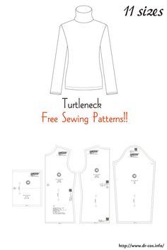 the turtle neck top sewing pattern is shown