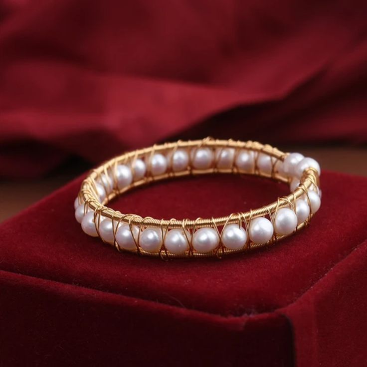 Freshwater Real Luster Pearls Gold Designer Bracelet | Pearl Bangle Bracelet For Weddings Jewelry 14K gold Freshwater pearl bracelet, available in four beautiful colors; pink, white, grey and black and green. Add a touch of elegance to any outfit with our collection of classic and handmade baroque pearl bracelet. The perfect birthstone jewelry for those born in June, pearls are naturally beautiful and stylish. Whether you’re looking for a gift for someone special, or perhaps a new bracelet for y Gold Designer Bracelet, Elegant Pearl Jewelry, Pearl Bangle Bracelet, Born In June, New Bracelet, Buy Pearls, Designer Bracelet, Bracelets Design, Bracelet Pearl