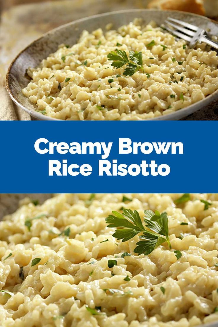 creamy brown rice risotto with parsley on top