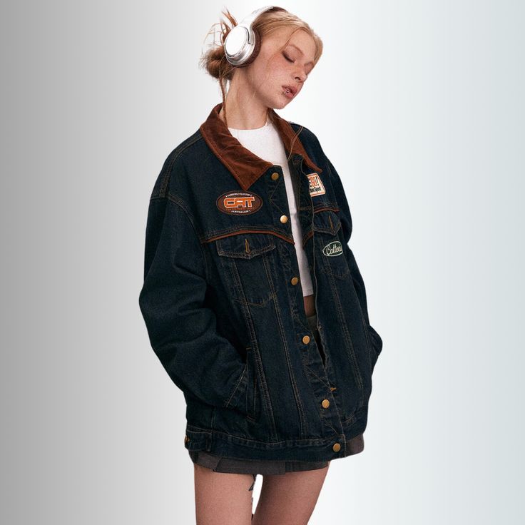 This biker jacket is a timeless piece that combines retro vibes with a modern twist. Made from premium washed denim, it exudes an effortless coolness and pairs perfectly with any outfit. The perfect choice for those who want to add a touch of luxury to their wardrobe. Features: -100% Polyester -Ribbed Cuffs And Hems -Baseball Collar -Dropped Shoulder -Regular fit -Unisex style Casual Denim Biker Jacket For Fall, Casual Biker Jacket For Streetwear, Retro Washed Denim Blue Outerwear, Edgy Medium Wash Denim Jacket With Pockets, Casual Fall Cotton Biker Jacket, Casual Cotton Biker Jacket With Pockets, Edgy Medium Wash Outerwear For Streetwear, Retro Long Sleeve Denim Outerwear, Casual Biker Jacket For Spring Urban Adventures