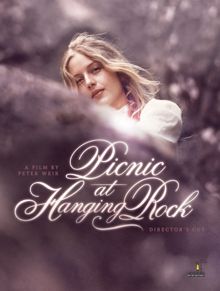 a woman standing in front of trees with the words picnic at hanging rock