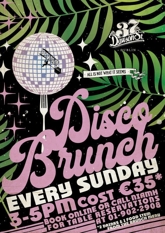 the disco brunch flyer for every sunday