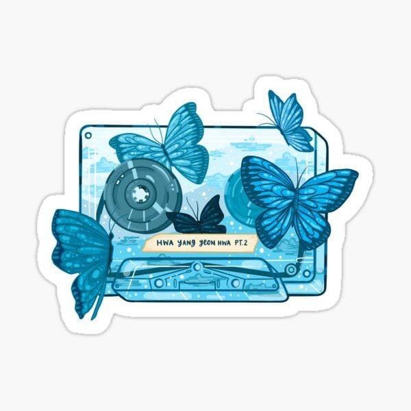 a laptop with butterflies on the screen sticker