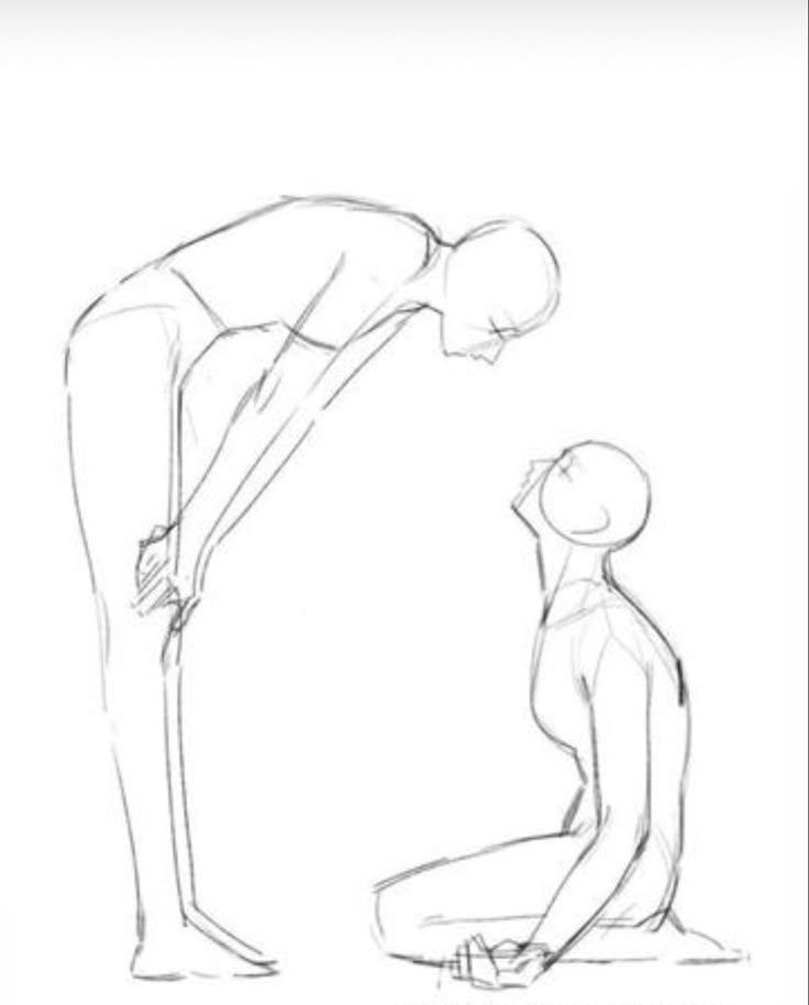 a drawing of a woman kneeling down next to a man with his hand on the ground