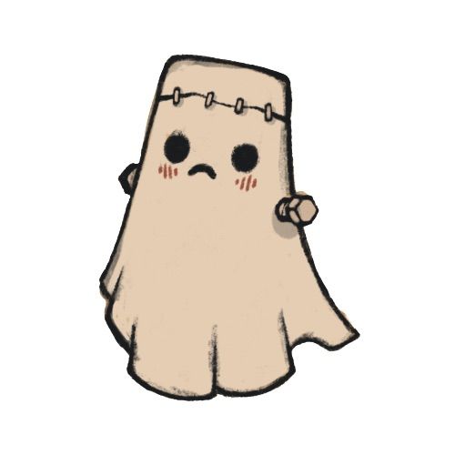 a cartoon ghost with chains around its neck