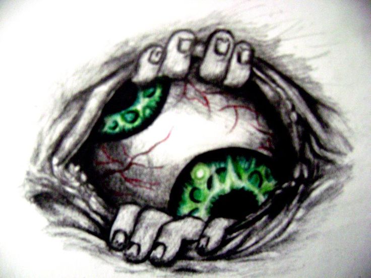 a drawing of two hands holding each other with green and black designs on the fingers