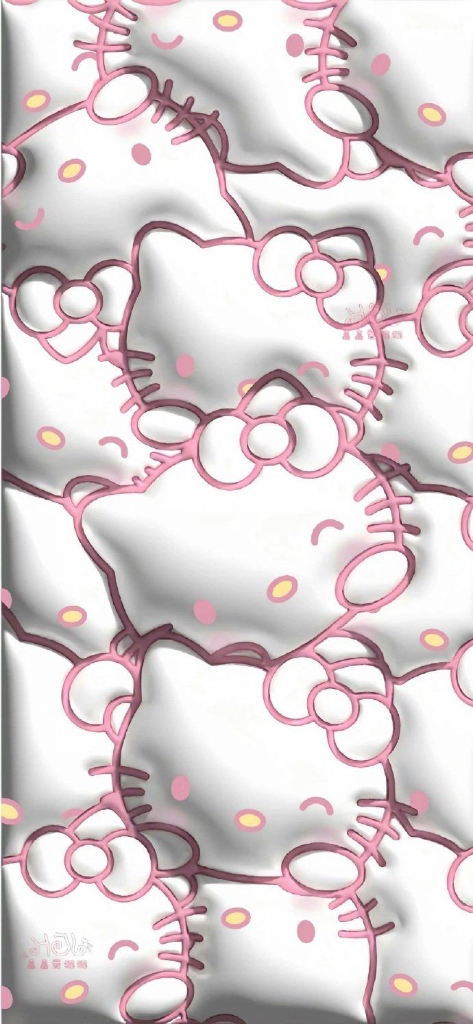 an image of many hello kitty pillows in pink and white