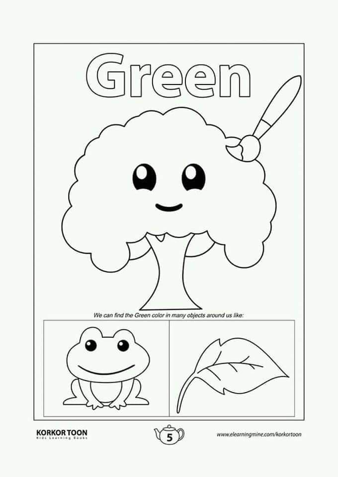 a coloring page with an image of a tree and frog