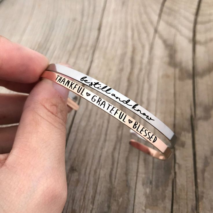 "This listing includes ONE bangle of your choice measuring 1/8\"x6\" and engraved with your custom text up to 60 characters. If you need more than 60 characters, please send us a message. One size fits most wrists measuring 6-8\", slightly adjustable. The bracelets made of thick, high quality gold plated stainless steel, rose gold plated stainless steel, and silver stainless steel. **We have updated our cuff bracelets recently. If you need one of our older style cuff bracelets to match a previou Stamped Cuff Bangle Bracelet For Friendship, Personalized Metal Bangle Cuff Bracelet, Personalized Metal Cuff Bangle Bracelet, Nickel Free Bangle Cuff Bracelet For Friendship, Nickel-free Bangle Cuff Bracelet For Friendship, Personalized Cuff Bracelets, Bracelet Quotes, Older Style, Jewelry Quotes