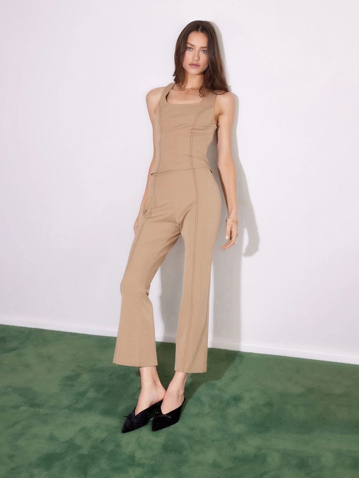 Sigourney Saddle Stitch Pant #contemporary #luxury #fashion #outfit #womensfashion #outfits #summer #tops #elevated #wardrobe #ootd #ootn #summeressentials #dallasfashion #designers #boutiques #shopping #clothing #casual #everydaystyle #nightout #date #outfit #resortwear #comfortable #leisurewear #couture #tailored #womensclothing #corporatebusinesswear #workwear #stylist #beach #thenkcstore #nicolekwon #koreanfashion #streetwear #streetstyle Stitch Pants, Toddler Girl Toys, Saddle Stitch, Contrasting Stitching, Denim Sweater, Jumpsuit Jacket, Vest Top, Sweater Weather, Cropped Pants