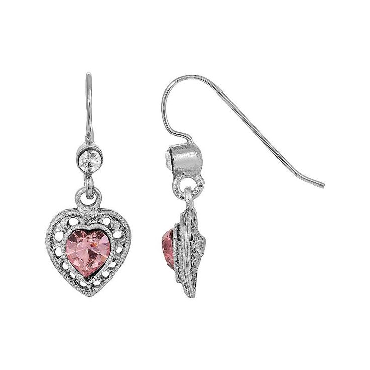 Nothing says classic like these 1928 Silver Tone Heart Drop Earrings. Nothing says classic like these 1928 Silver Tone Heart Drop Earrings. DETAILS Length: 1.2 in. Backings: fishhook Metal: alloy Plating: silver tone Finish: polished Not appropriate for children 14 years old and younger. Size: One Size. Color: Pink. Gender: female. Age Group: adult. Classic Dangle Earrings For Valentine's Day, Classic Valentine's Day Dangle Earrings, Valentine's Day Classic Dangle Earrings, Classic Heart Earrings For Formal Occasions, Classic Dangle Heart Earrings For Anniversary, Classic Earrings For Valentine's Day, Classic Pierced Earrings For Valentine's Day, Classic Formal Heart Earrings, Classic Valentine's Day Heart Earrings