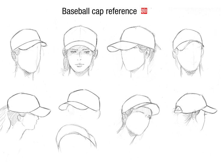 the different types of baseball caps are shown in this drawing lesson, which shows how to draw