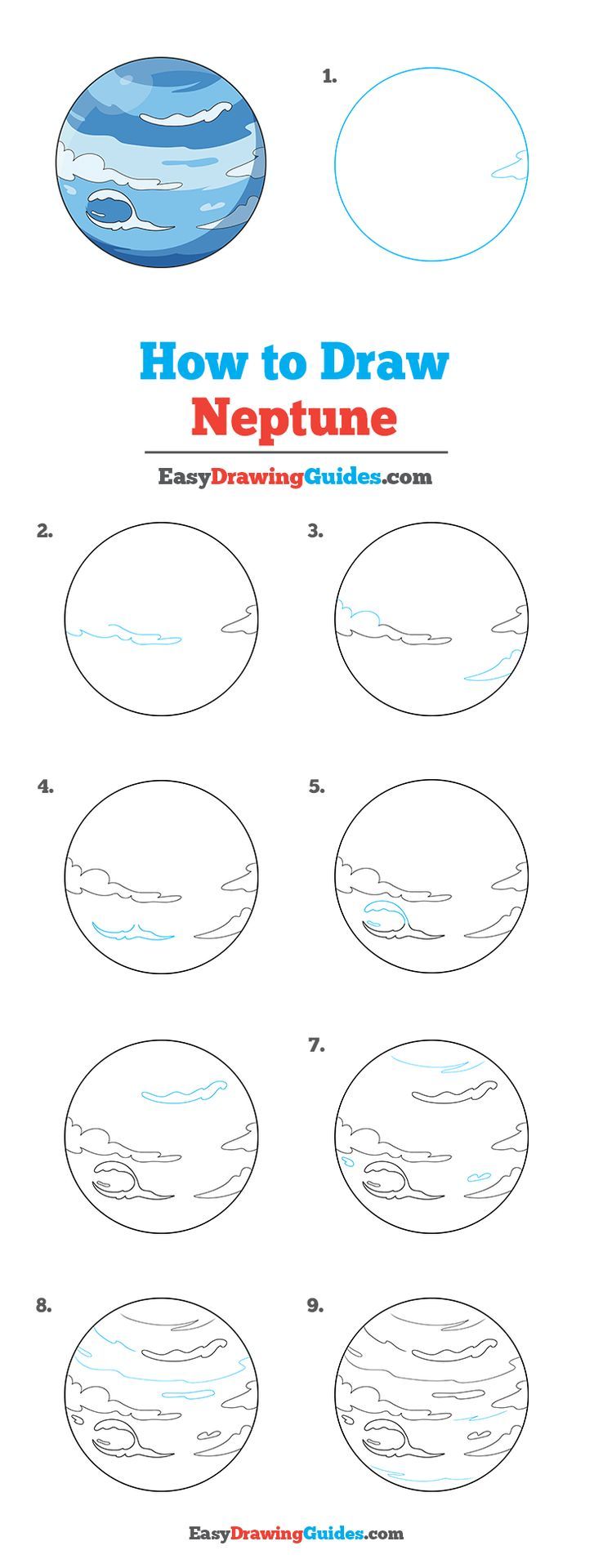 how to draw the planets and their satellites in this step - by - step drawing lesson