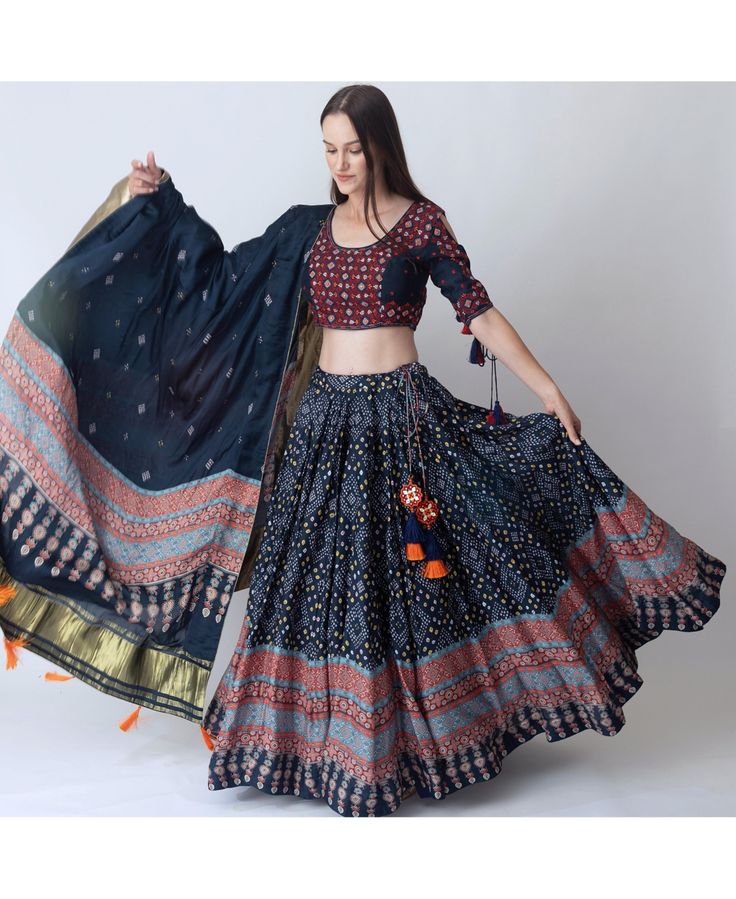 in stock Chaniya Choli Designs Navratri, Chaniya Choli Designs, Green Lehenga Choli, Bandhani Print, Food Order, Navratri Dress, Black Lehenga, Navratri Chaniya Choli, Lehenga Gown