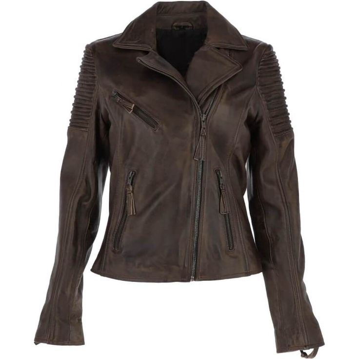 Slim Fit Biker Style Womens Distressed Brown Leather Cropped Jacket. This jacket belongs to cropped style slim fit biker.It can be used on multiple occasions, like Biker, Streetwear, Casualwear and also distressed look. Material: Real Goatskin LeatherLining: PolyesterColour: Distressed BrownPocket: Two Inside & Three OutsideAccessories: Original YKK'sFastening: Zipper Care: Dry-Clean onlySuitable For All SeasonsStyle: Biker Leather Coat Womens, Biker Leather Jacket, Leather Company, Biker Leather, Leather Biker Jacket, Biker Style, Cropped Style, Cropped Jacket, Leather Jackets Women