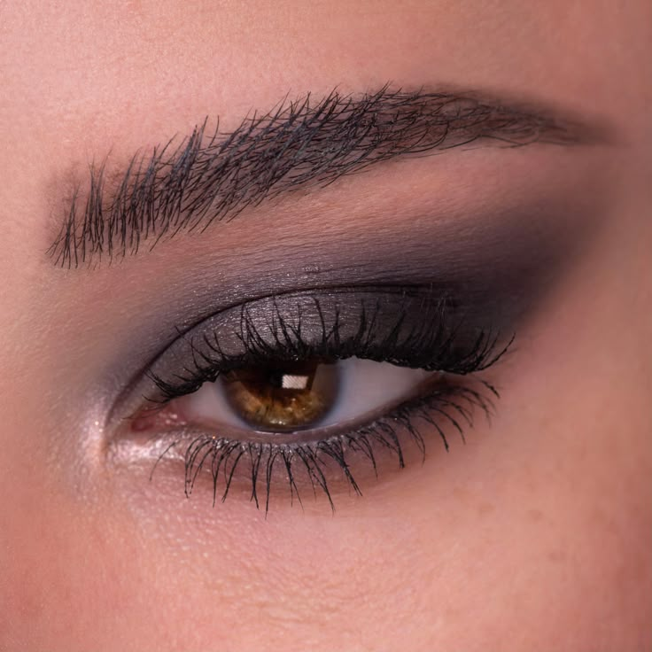 Our most wearable palette for a super sultry, smoked out eye! 👀 Smokey Eye Hooded Lids, Make Up For Black And Silver Dress, Wedding Makeup Daytime, Black Eyeshadow Blue Eyes, Grey Smoky Makeup, Dark Grey Smokey Eye, Dark Silver Eye Makeup, Under Eye Color Eyeshadow, Grey Eye Shadow Look