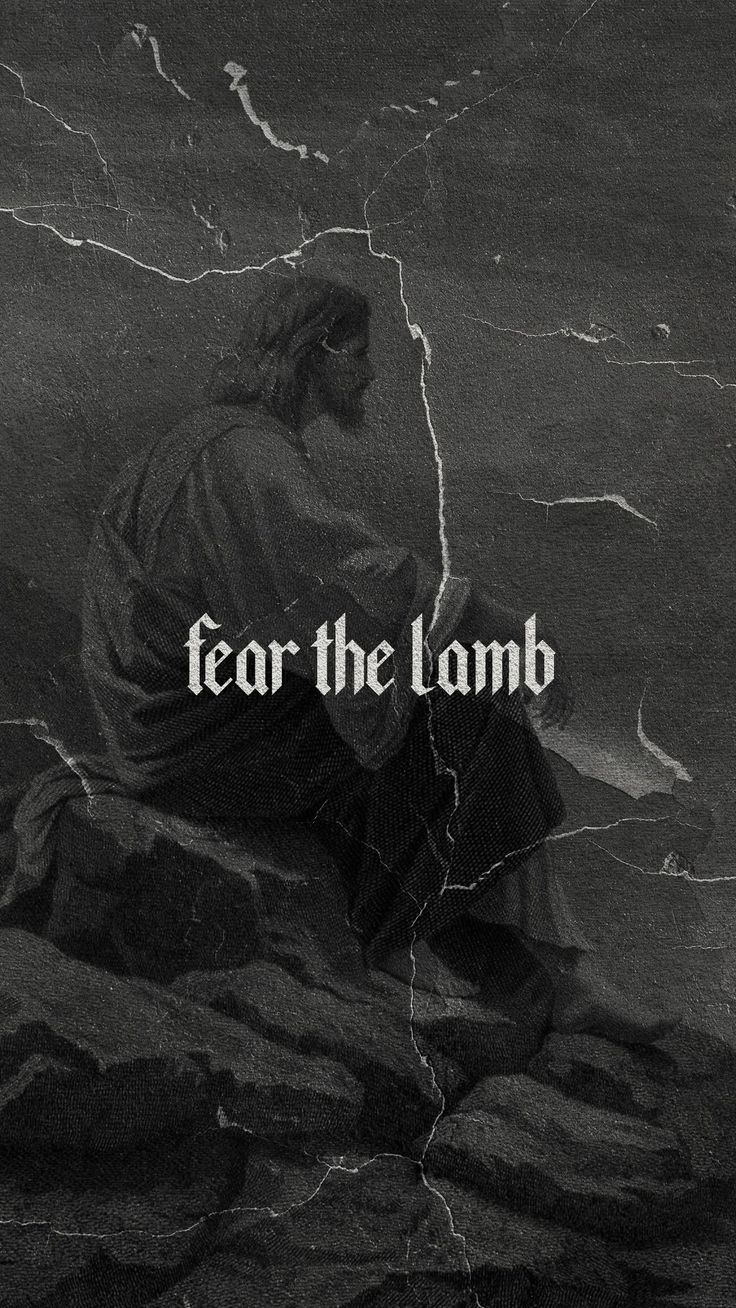 a black and white photo with the words fear the lamb