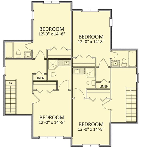 the floor plan for a three bedroom, two bathroom apartment with an attached living area