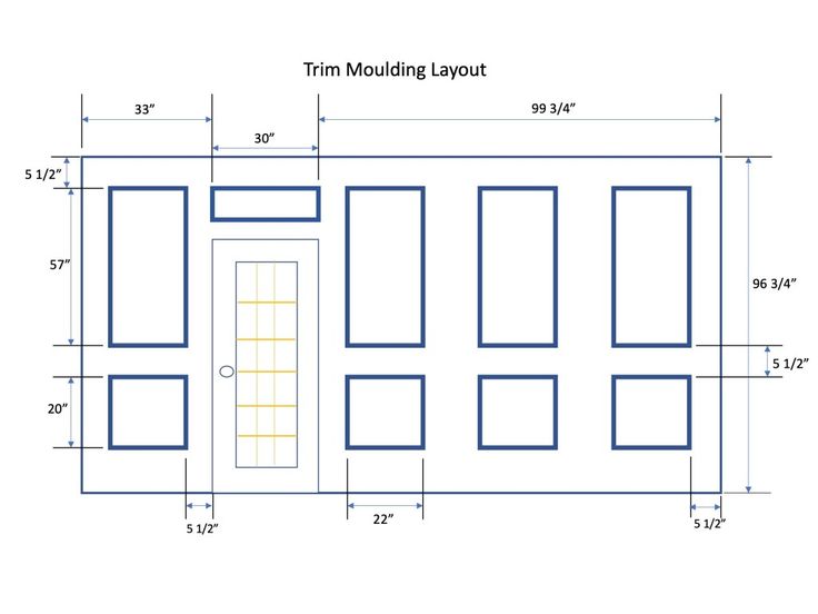 a drawing of the trim moulding layout for an entryway to a house